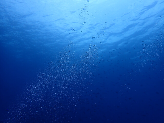 深い青の海の穏やかな水面